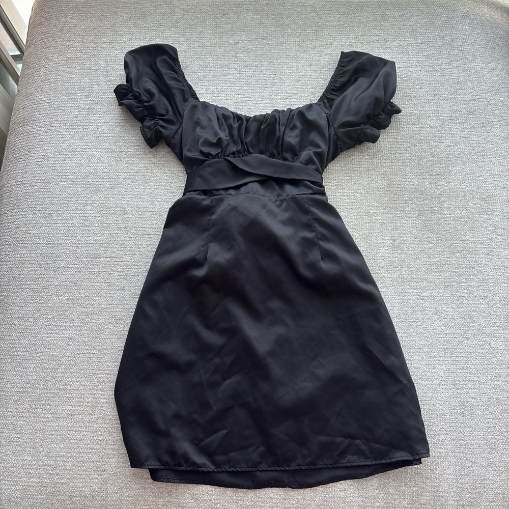 Francesca’s Miami Black Mini Dress with Puff Sleeves